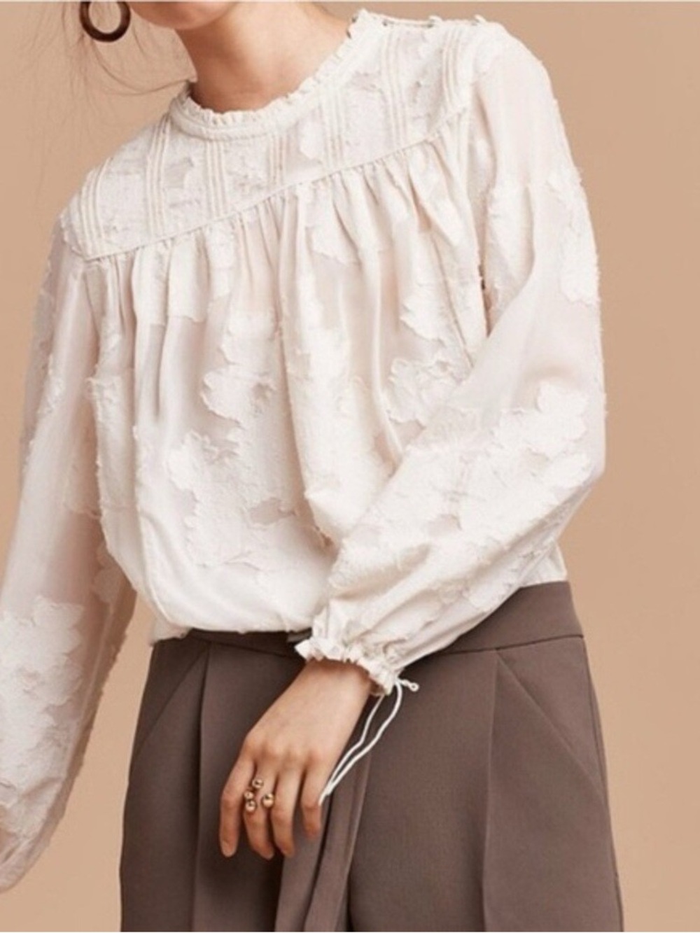 Aritzia Wilfred Lourdes Prairie Blouse Romantic White Sz.L